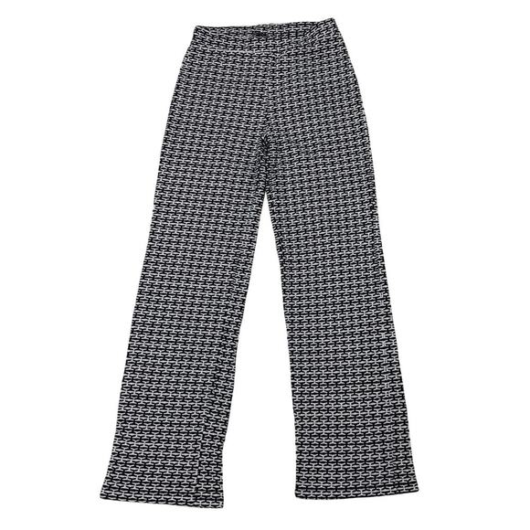 Zara Black & White Knit Geometric Wide-Leg Pants – High Rise Retro Trousers M - Picture 2 of 5